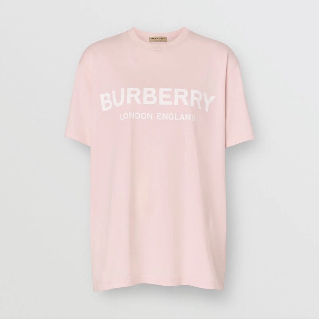 Burberry Unsex Logo Print Cotton T-Shirt In Alabaster Pink $390+ Tax